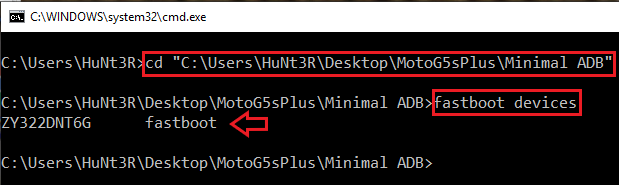 Moto G5s Plus fastboot devices