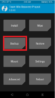 Press TWRP Backup Button
