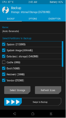 Select Partitions to Backup