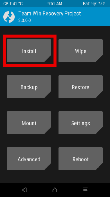 select install from TWRP home screen