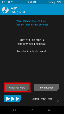 Select Advanced Wipe