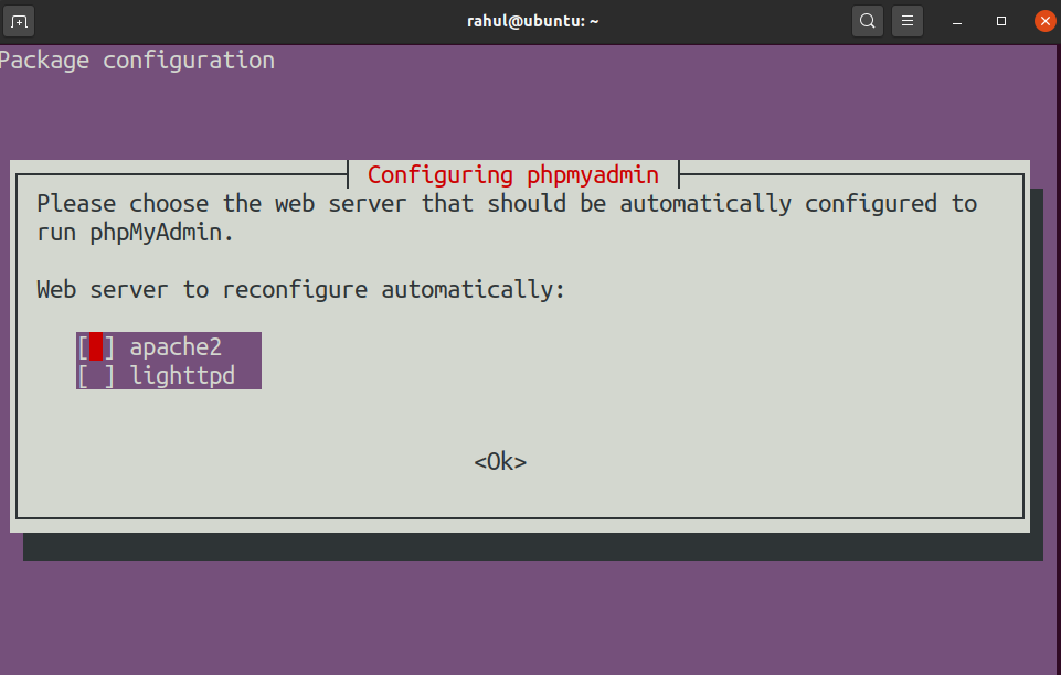 webserver configuration of phpmyadmin in ubuntu