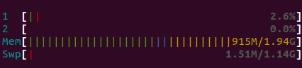 htop command output