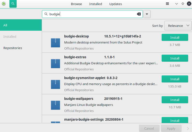 Install Budgie packages on Manjaro