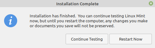linux mint installation complete