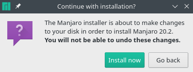 Click install now to install manjaro