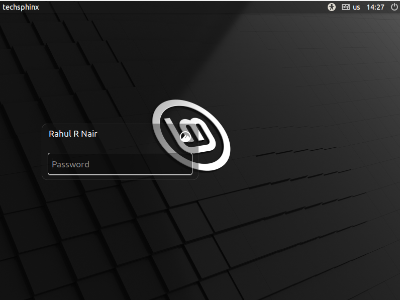 Linux mint login Screen