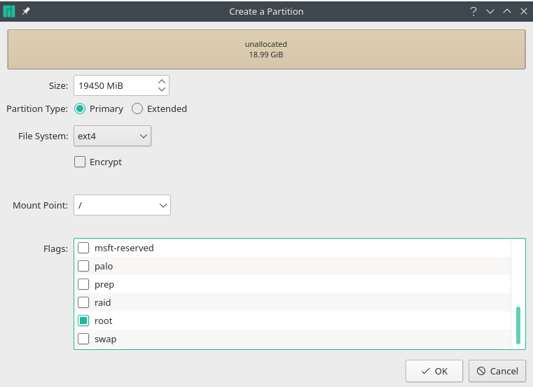 Create root partition