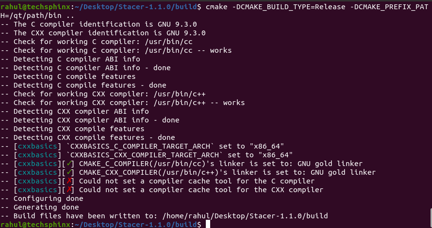 Cmake Command Successfully executed