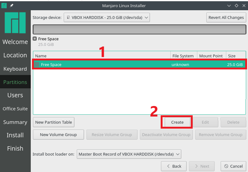 Start Creating partitions