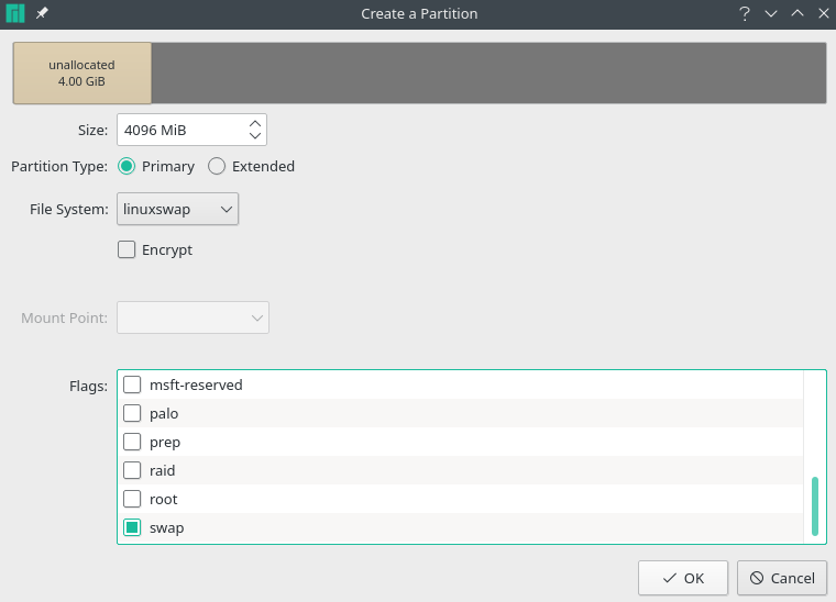 create swap partition