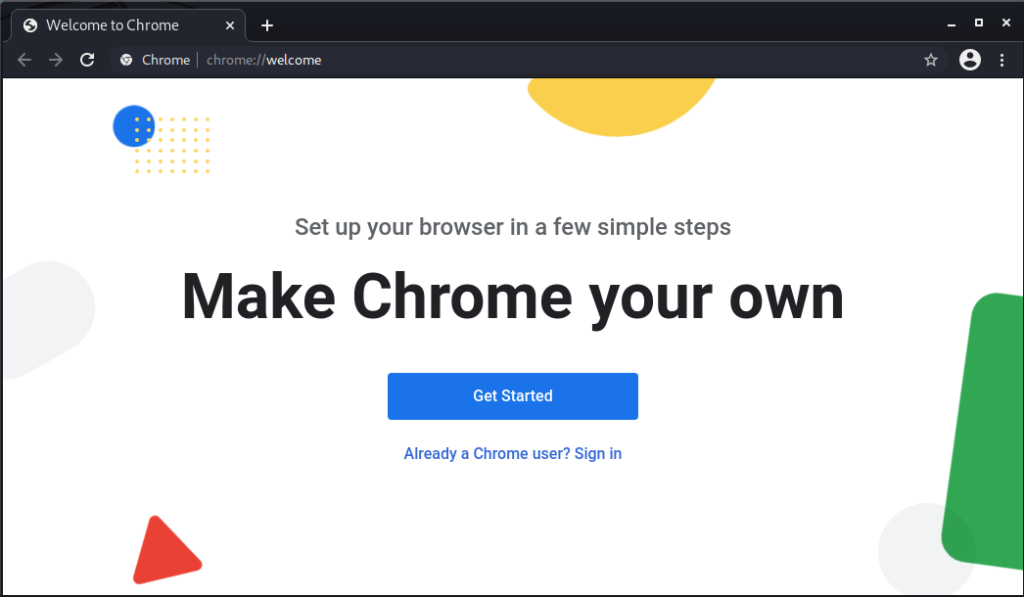 Google Chrome installed and Running on Kali Linux