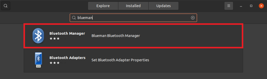 Search for Blueman in Ubuntu Software Center