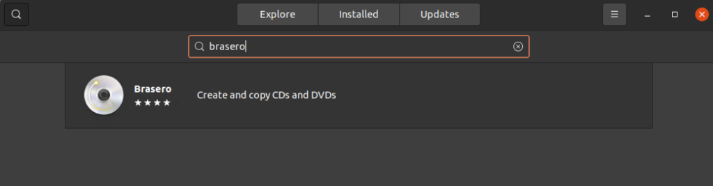 Search for Brasero in Ubuntu Software Center