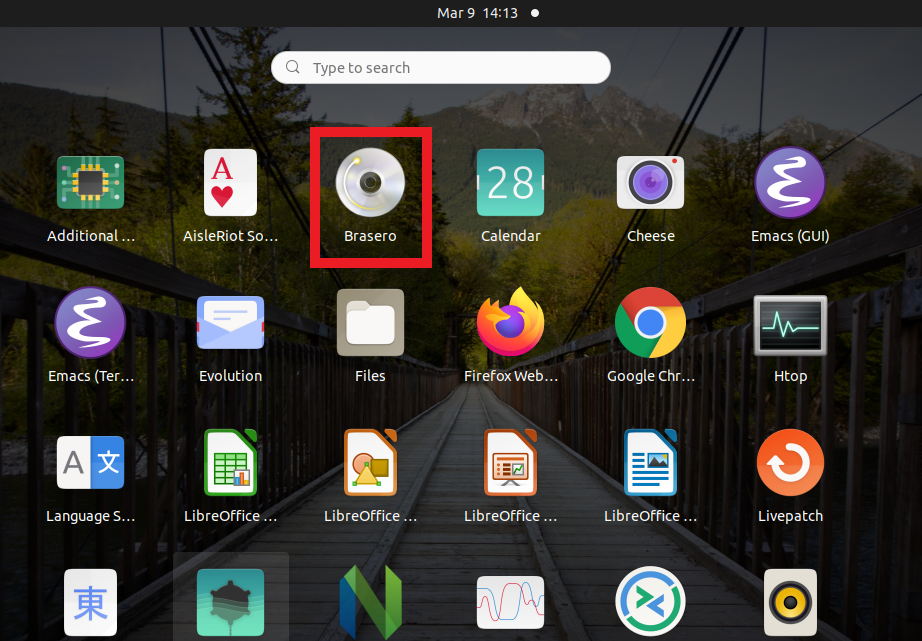 Start Brasero Graphically via applications menu
