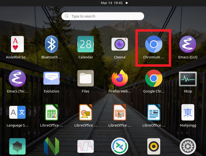 Start Chromium Graphically via the applications menu