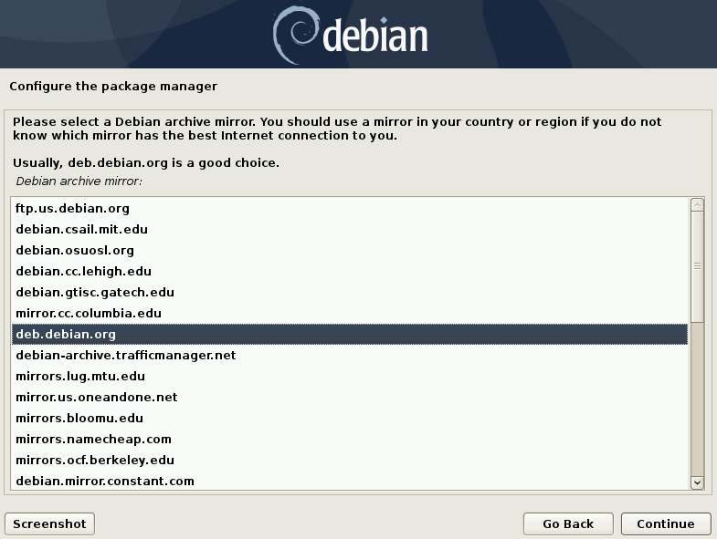 configure debian archive mirror