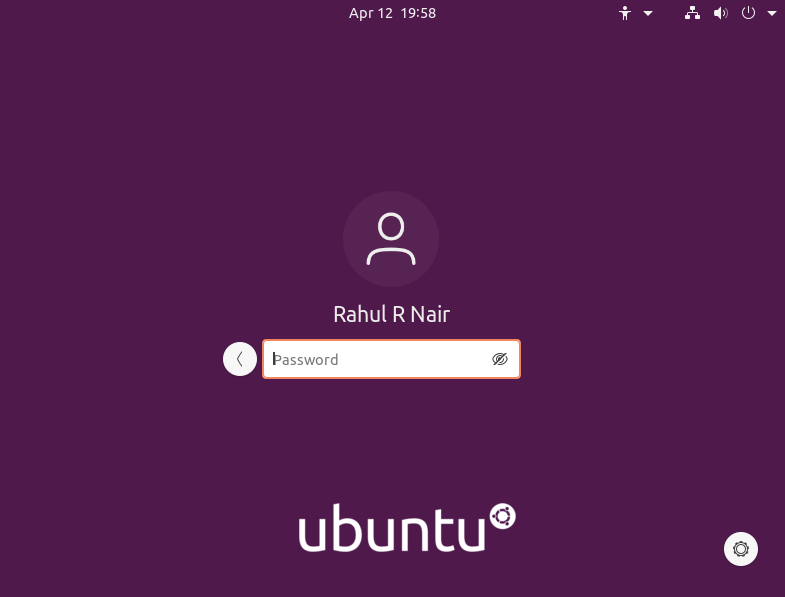 Login after intsalling ubuntu