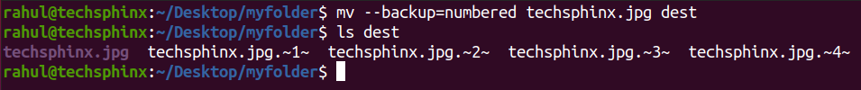 Move files in Linux using numbered backups
