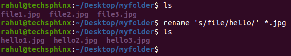 renaming files in Linux using rename command