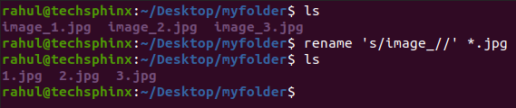 removing parts of filenames using rename command