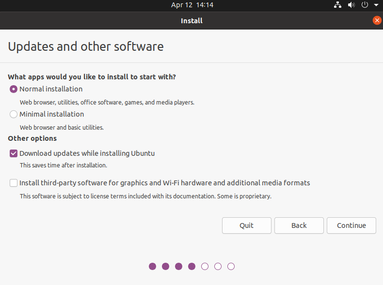 select ubuntu installation type