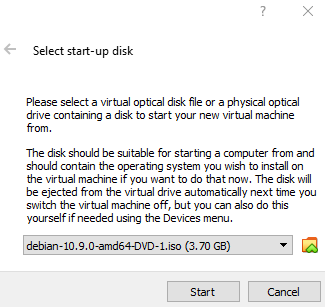 select debian startup disk to start debian installation