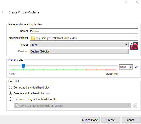 create virtual container for debian