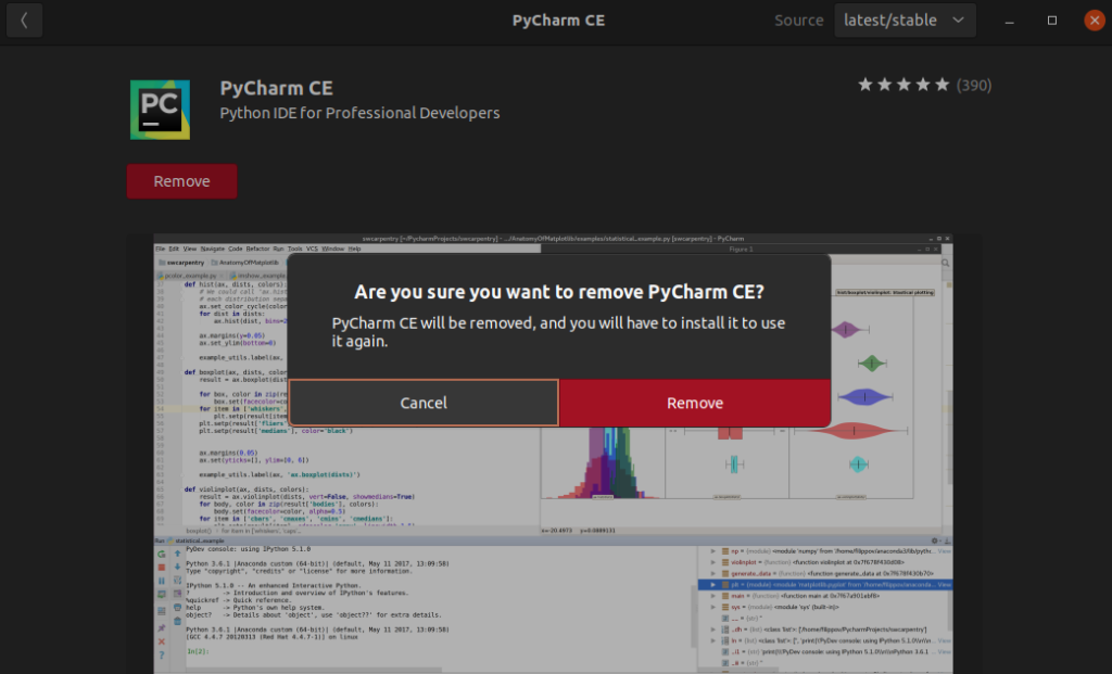 Remove PyCharm Graphically