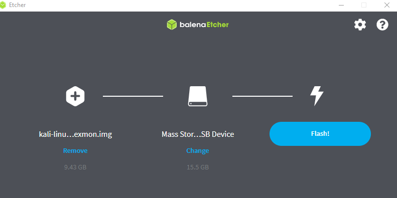 Select SD Card Drive for flashing Kali Linux Raspberry Image and click on Flash