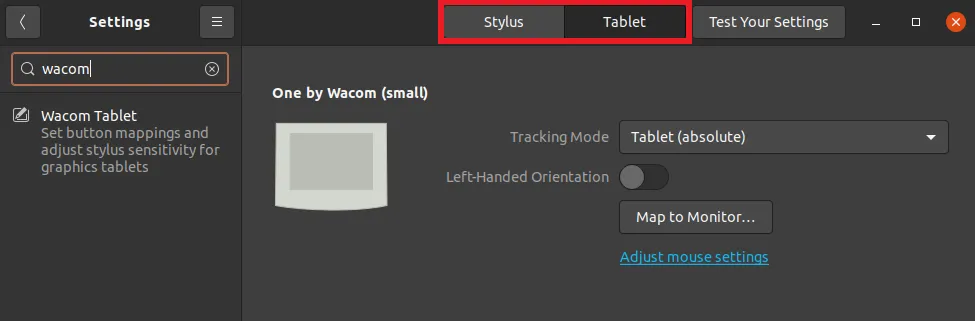 Wacom Tablet settings GNOME