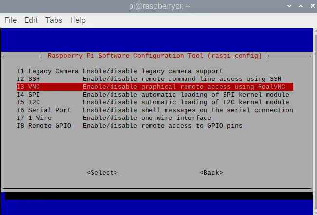 Select VNC Raspi-Config