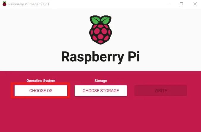 choose os raspberry pi imager