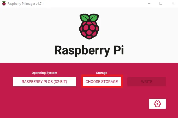 choose SD card Raspberry Pi imager