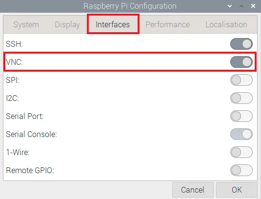 Enable VNC Raspberry Pi Configuration