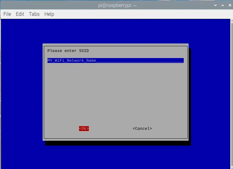 Enter SSID of WiFi network
