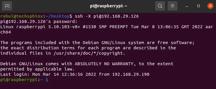 Connecting to Raspberry Pi with X11 forwarding 