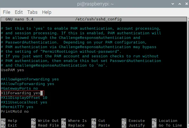 enable X11 forwarding on Raspberry Pi