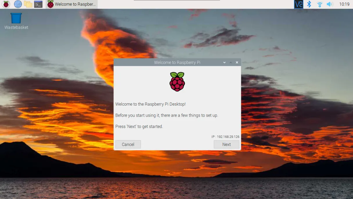 Raspberry Pi OS Welcome Screen