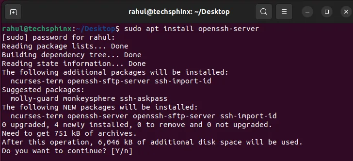 install ssh Linux