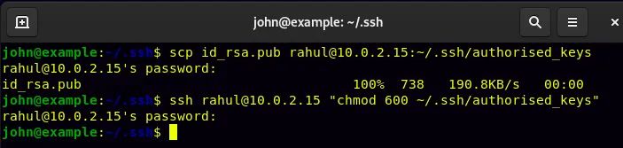 copy key to remote system using scp