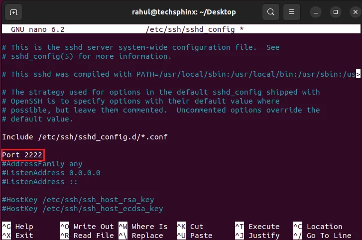 change ssh port on Linux