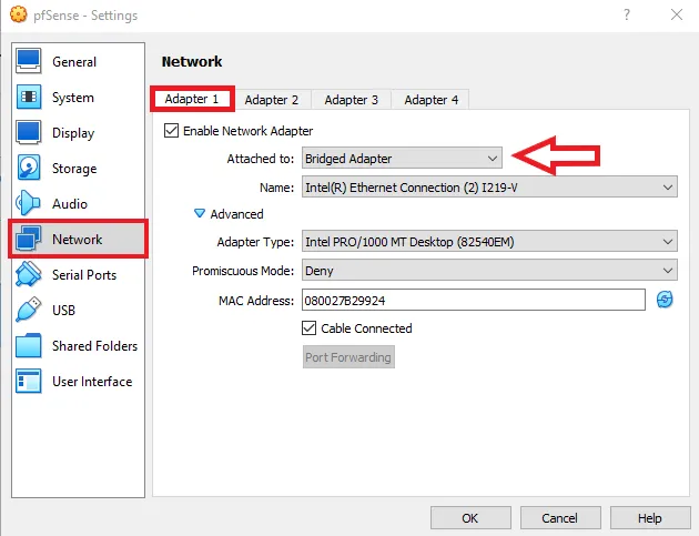 pfsense wan interface