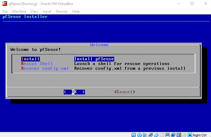 install pfsense on virtualbox