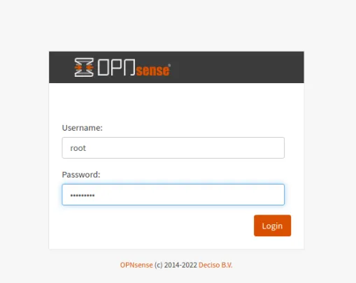 OPNsense Login screen