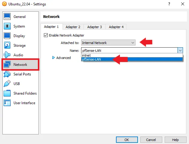 connect ubuntu to pfsense-lan