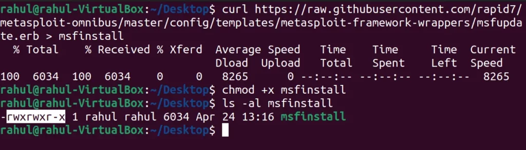 Download Msfinstall script on ubuntu