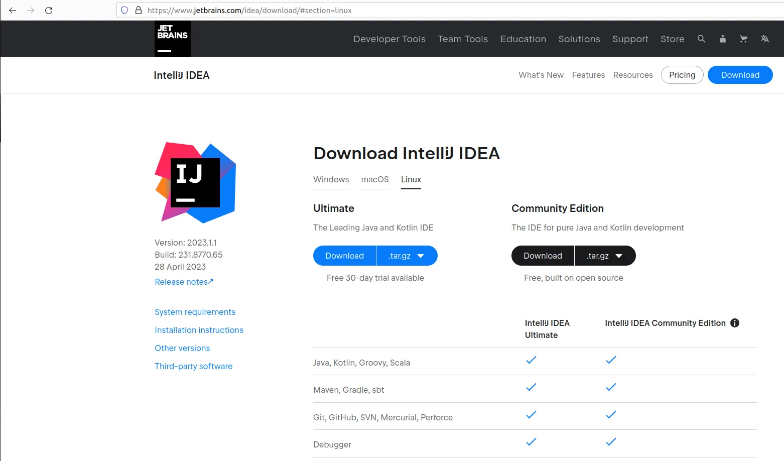 Download IntelliJ IDEA for Linux