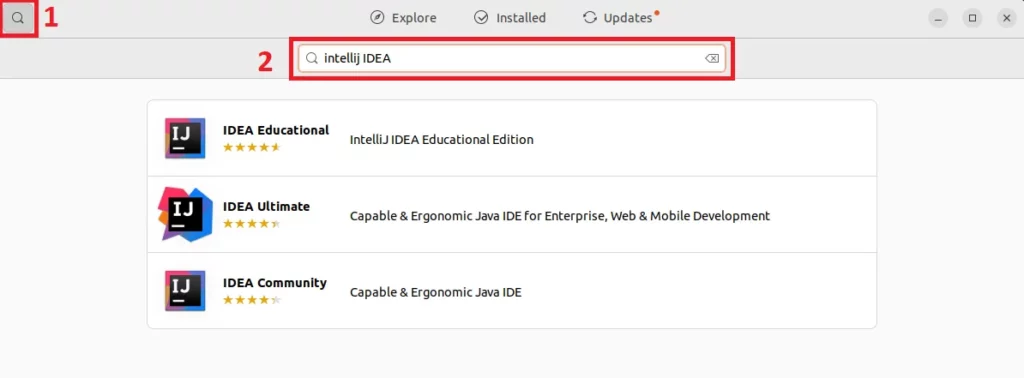 Search for IntelliJ IDEA on Ubuntu Store