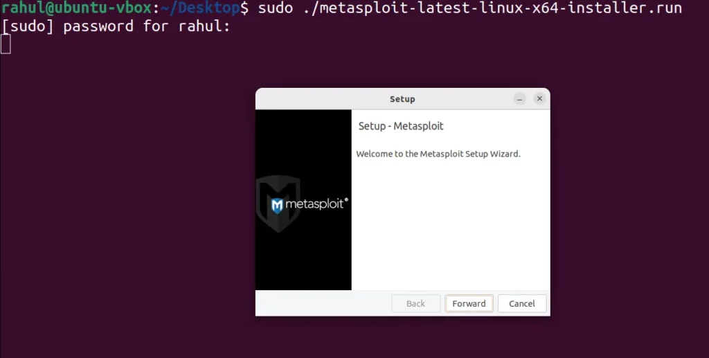 start the Metasploit installer on Ubuntu
